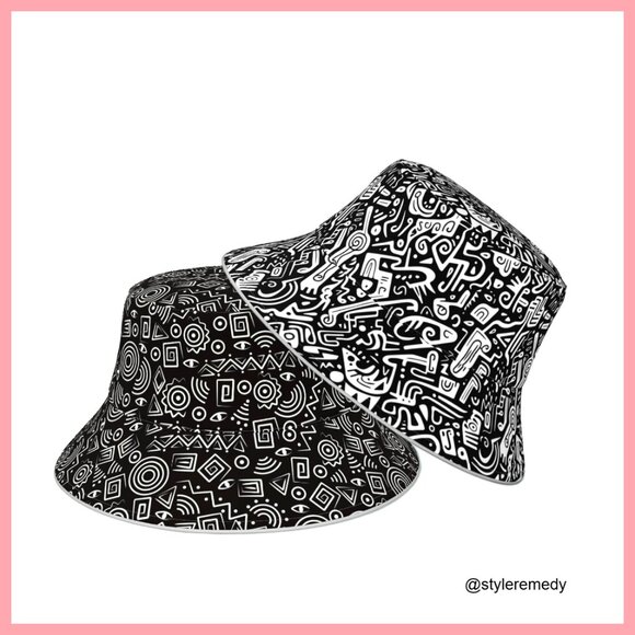 Reversible Double-Sided Fisherman Bucket Hat Polyester Summer Sun Protection
